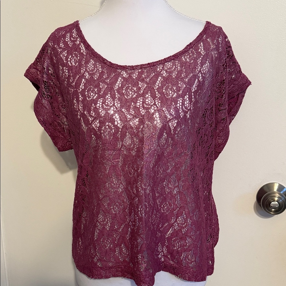 Material Girl Lace Blouse - Deep Pink